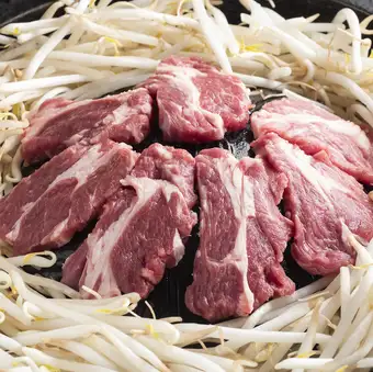Raw lamb jingisukan (grilled lamb) shoulder loin