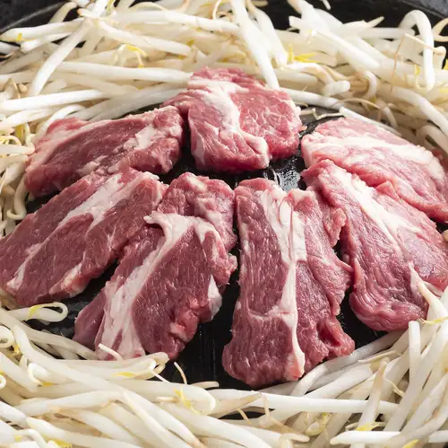 Raw lamb jingisukan (grilled lamb) shoulder loin