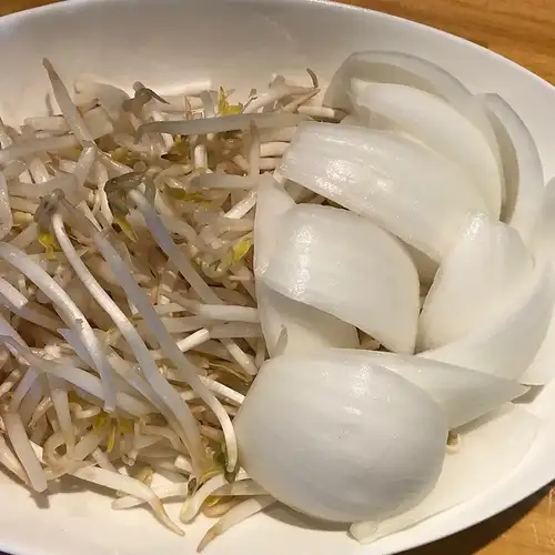 Grilled vegetables (onions and bean sprouts)