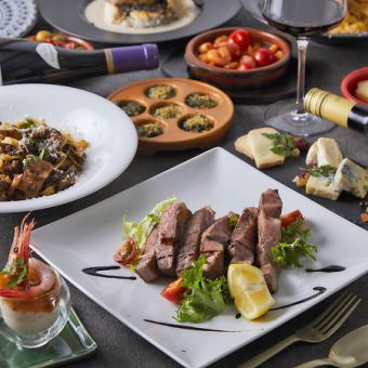 【スタンダードコース】本日の肉料理・ピザやパスタなど【9品】2時間飲み放題付5000円