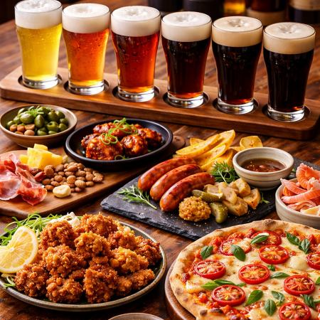 【クーポンでお得に★】8種の樽生ビールと約20種のビアクテル付き『飲放』とおすすめフード7品