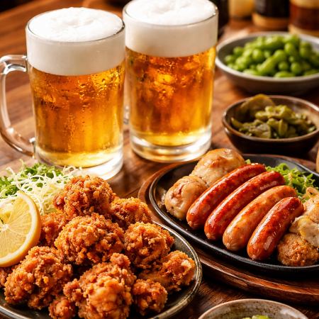 【人気NO.1コース】5種の樽生ビールと約20種のビアクテル付き『飲放』とおすすめフード7品
