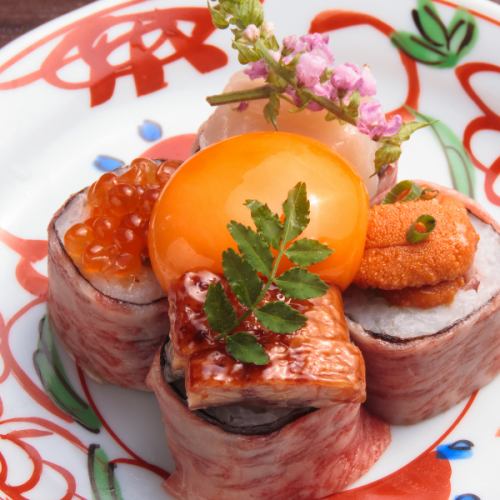 サーロイン肉巻き海鮮寿司