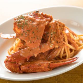 Tomato cream pasta with crab