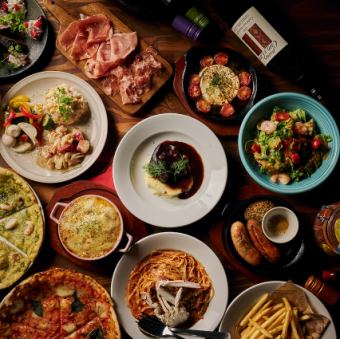 【贅沢忘年会コース】180分飲み放題!選べるピザ&牛タン・グラタンパスタなど全14品★5000円