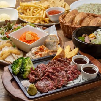 The most popular end-of-year party item [All-you-can-drink included] Gabut's signature menu items, including the famous skirt steak! 12 dishes for 5,000 yen