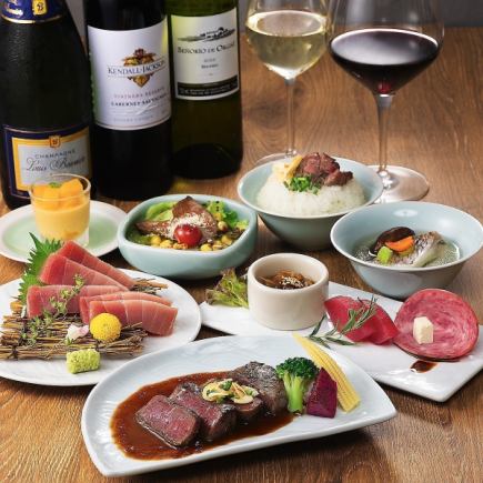 [Premium Plan] Luxurious dishes including beef steak and fresh sashimi (total of 9 dishes/all-you-can-drink included) 8,800 yen ⇒ 7,700 yen