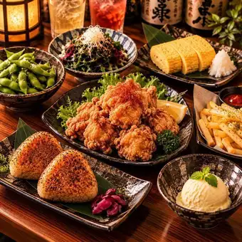 Heiseiya "Raku" Standard Appetizers (Fried Chicken, French Fries) included ◆7 dishes in total◆ 3500 yen [2-hour all-you-can-drink]