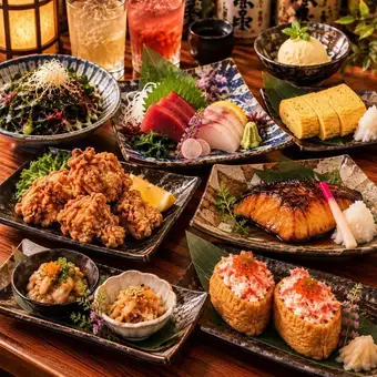 Heiseiya "Banquet" - Includes 2 kinds of sashimi, teriyaki yellowtail, crab inari sushi, and more ◆8 dishes in total◆ 4500 yen [2-hour all-you-can-drink]