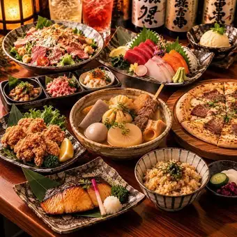 "Oden Miyabi" - 5 kinds of oden, beef tongue pizza, grilled flounder with Saikyo miso, and more ◆9 dishes◆ 5500 yen [2-hour all-you-can-drink]