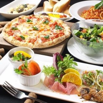 [No.1人气] 2小时无限畅饮| 4种开胃菜和7道菜的意大利标准套餐4,500日元