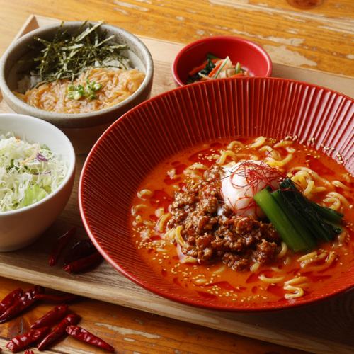 Chilled tantan noodles & choice of mini bowl