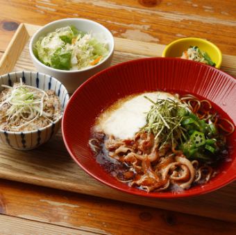 冷やし肉とろろそば または うどん & 選べるミニ丼