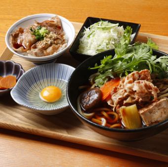 豚すき焼き風うどん&選べるミニ丼