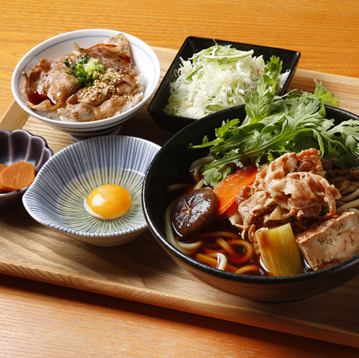 豚すき焼き風うどん&選べるミニ丼
