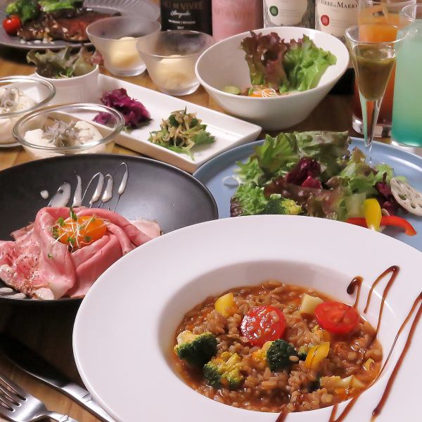 [120 minutes of all-you-can-drink included ☆ Very popular for dates, girls' nights out, and banquets ♪] Healthy course ≪7 dishes in total≫ 4,500 yen per person (tax included)