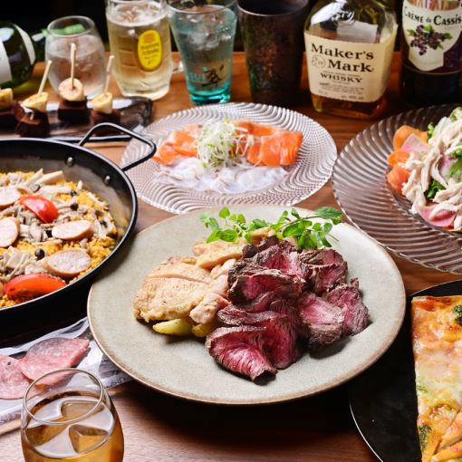 ◇120分飲放付◇ブラックアンガス牛や錦爽鶏【ブランド肉ガッツリグリルコース】全10品 6,000円