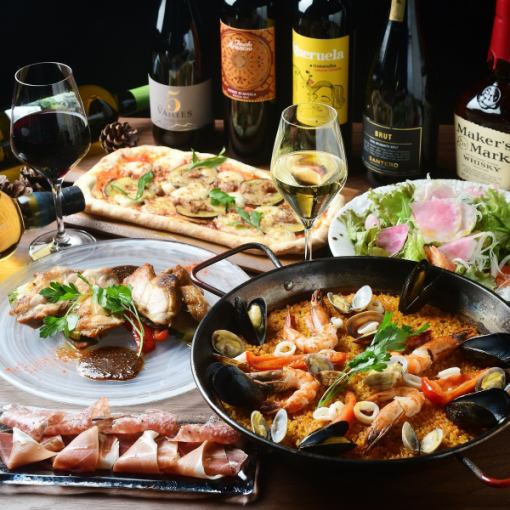 ◇120-minute all-you-can-drink included◇ Grilled Kinshou chicken thigh and paella made with chicken broth [Casual Course] 8 dishes in total 5,000 yen