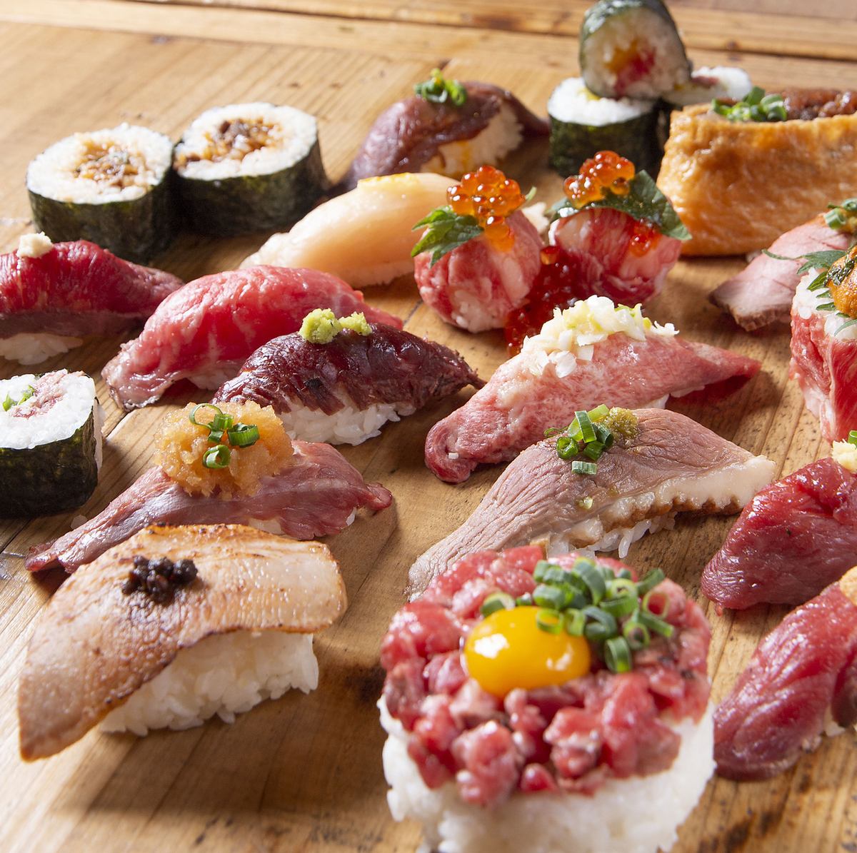 Meat sushi specialty store! Sapporo meat bar VOLTA! More than 40 types of sushi, including grilled sushi, meat sushi, and creative sushi!
