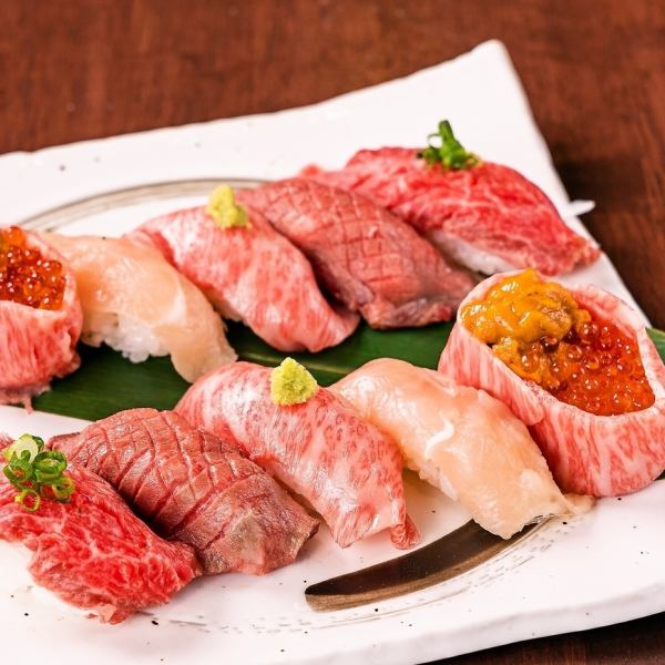 [Very popular menu] All-you-can-eat meat sushi, sea urchin, and meat-wrapped sea urchin ★ Opens at 12:00♪ 1000 yen discount on lunch!