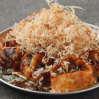 Fried takoyaki (sauce, green onion salt mayo, grated ponzu sauce)