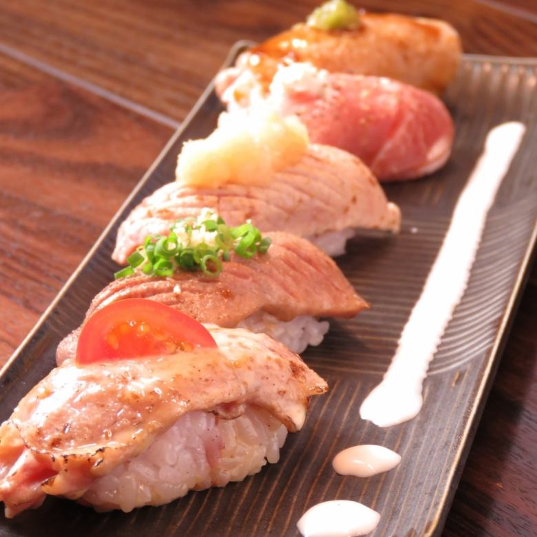Hoju pork grilled SUSHI (loin, tongue, peach, rose, prosciutto)