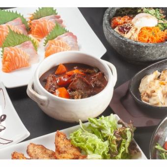 【含稅3000日圓】仁的8道菜套餐（2種生魚片、燉牛舌等）