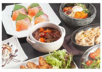 【含税3000日元】仁的8道菜套餐（2种生鱼片、炖牛舌等）