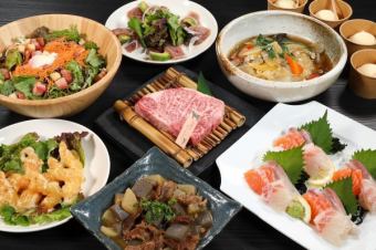 [Recommended for parties♪] Includes 2 hours of all-you-can-drink! (3 kinds of sashimi, sirloin steak, etc.) 8 dishes in total