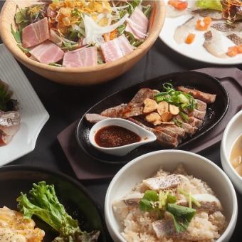 [4,000 yen including tax] Jin's recommended course of 8 dishes (3 kinds of sashimi, sirloin steak, etc.)