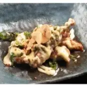 Chicken neck with butter and green onion mayonnaise