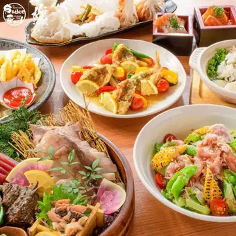 夏の鮮魚桶盛りと冷やし鱧しゃぶコース＋90分飲み放題付