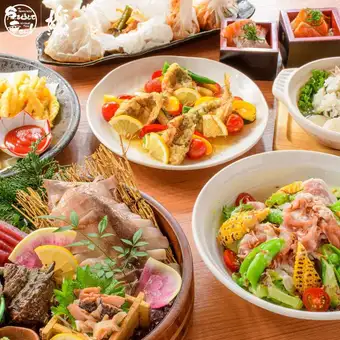 夏の鮮魚桶盛りと冷やし鱧しゃぶコース+90分飲み放題付