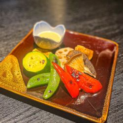 Assorted carefully selected colorful grilled seasonal vegetables