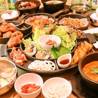 [Weekday Lunch] 28 carefully selected Korean dishes! Korean UFO set and all-you-can-eat samgyeopsal! (90 minutes)