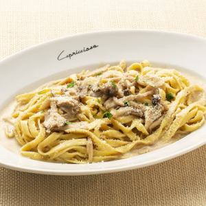 tagliatelle with porcini and mushroom cream sauce