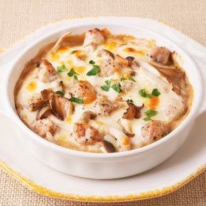 Porcini Cream Doria with Salsiccia and Mushrooms