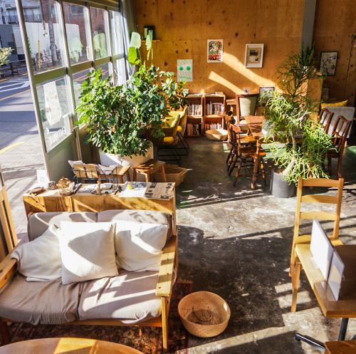 植物のある開放的な店内