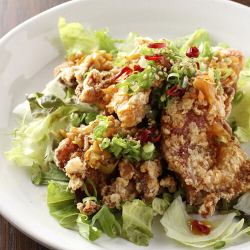 若鶏の唐揚げ　ネギソース