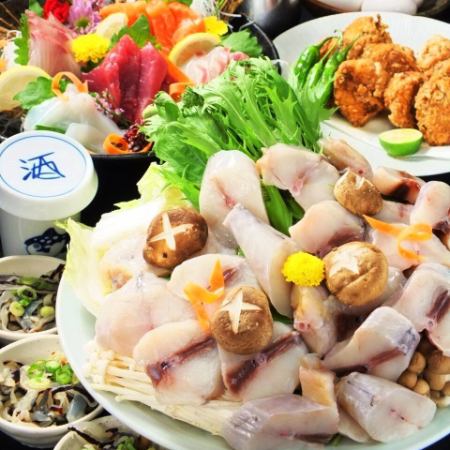 【음료 무제한 포함! 간편 천연 복어 코스】전 7품 5500엔!