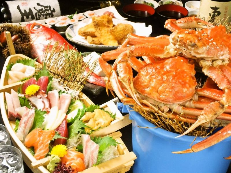 宴會包括螃蟹桶及7種生魚片【高明套餐】5,000日圓⇒4,420日圓<<無限暢飲+1,580日圓>6,000日圓含稅