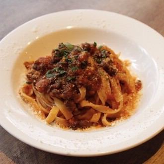 Tagliatelle with Japanese Black Beef Bolognese, made with shank meat