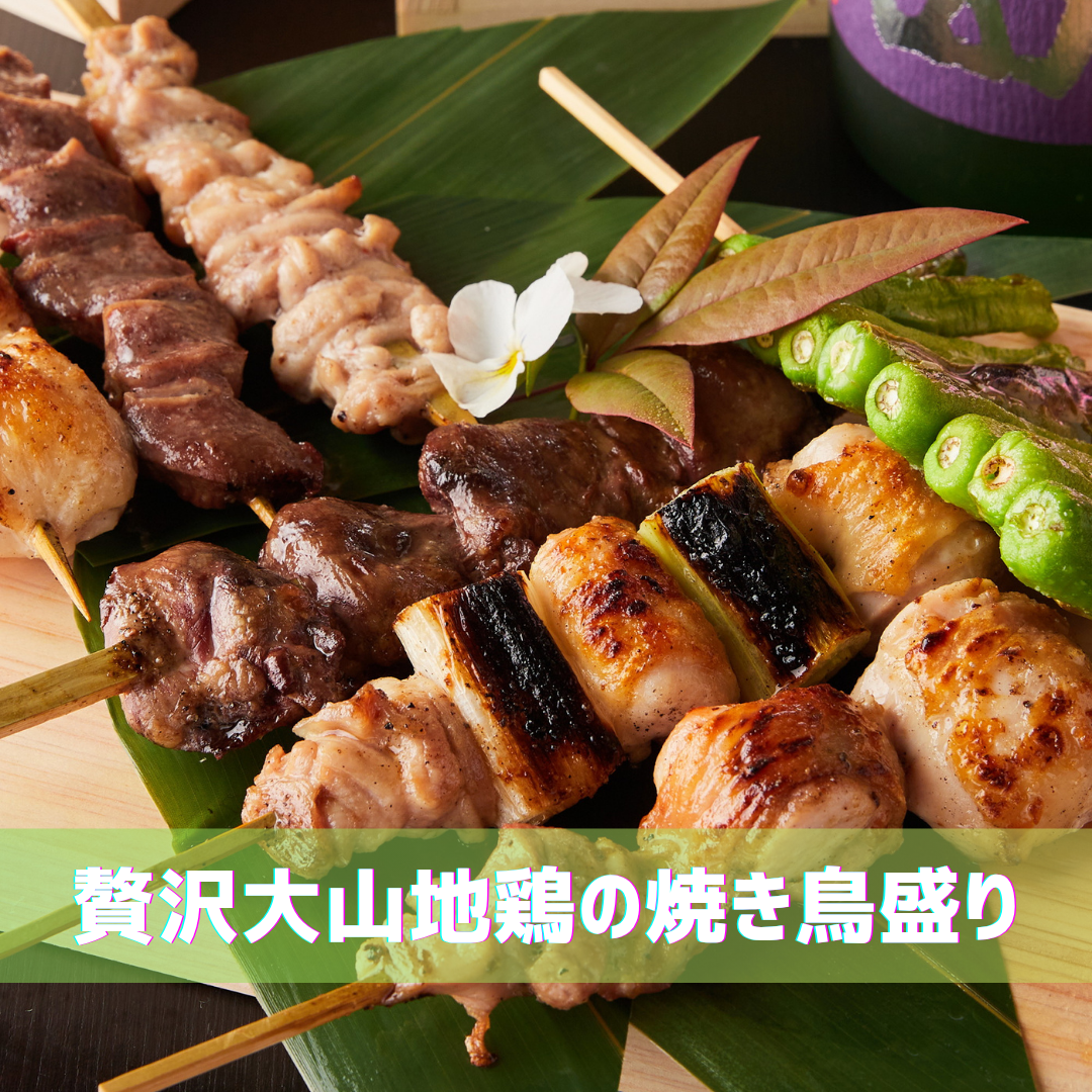 Luxurious Oyama chicken yakitori platter