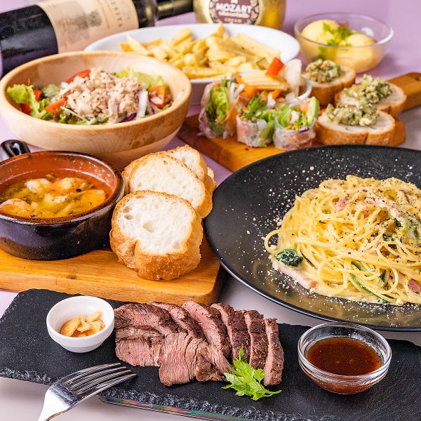 ◇◆covoT Course◆◇ Includes 2 hours of all-you-can-drink ◎ Enjoy a luxurious meal from the popular pasta of the day and beef skirt steak to dessert♪