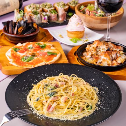 【クリスマスコース】2時間飲み放題付☆ピザ・パスタ・ガトーショコラなど全8品☆4700円(税込)