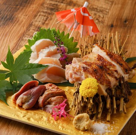 鶏刺し三種盛り