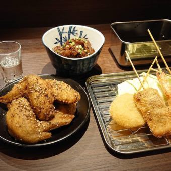 [Nagoya full course] Easy! 8 dishes including skewers and chicken wings for 4,500 yen! Includes 100 minutes of all-you-can-drink