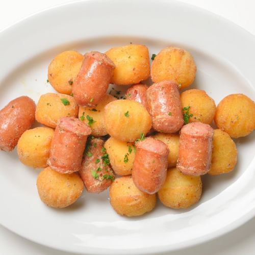 fried gnocchi and sausage