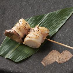 Meat-wrapped king oyster mushroom skewers