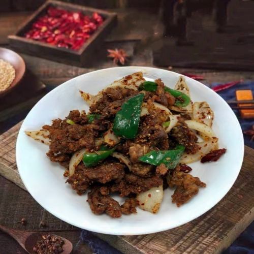 Stir-fried beef with Chinese spices